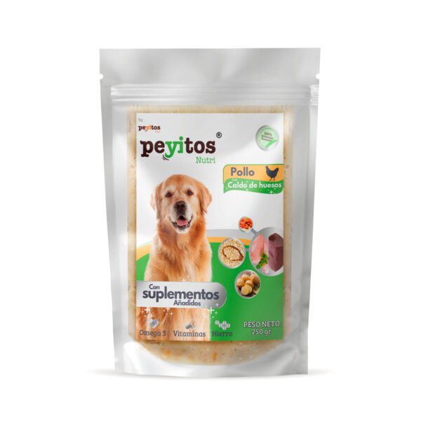 Peyitos Nutri: Pollo con Caldo de Huesos - Nutrición Canina Saludable con Omega 3 y Vitaminas 250gr Peyitos Pollo con caldo de huesos, alimento natural para perros, omega 3.